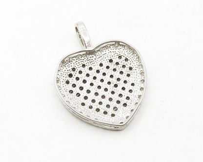 925 Sterling Silver  Vintage Black Hematite & Topaz Love Heart Pendant  PT9901