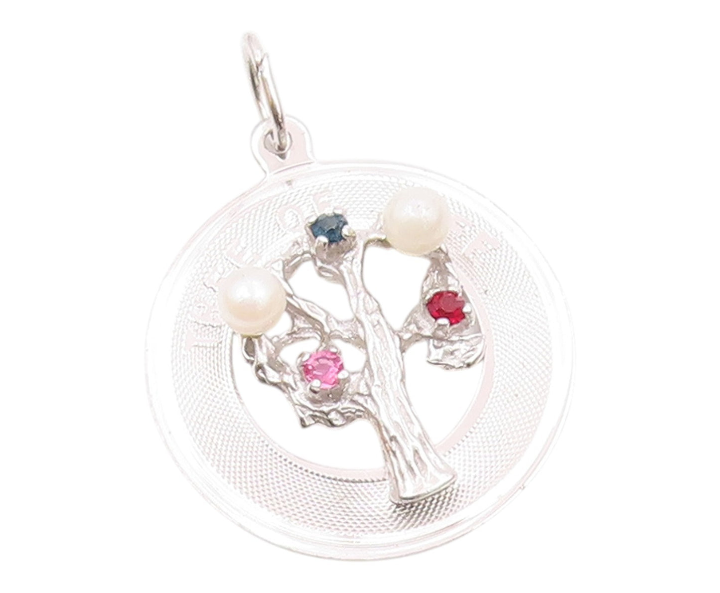 925 Sterling Silver  Petite Pearls Garnet & Topaz Tree Of Life Pendant PT15142
