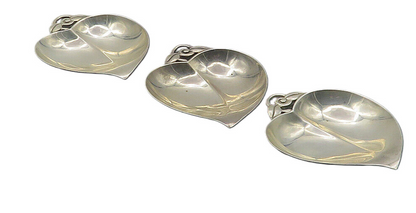 TIFFANY & CO. 925 Silver  Vintage 3 Pcs Heart Jewelry Trinket Dish Set  TR1786