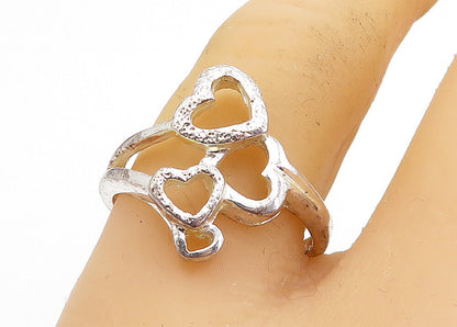 925 Sterling Silver  Vintage Graduated Open Love Hearts Band Ring Sz 8  RG3715