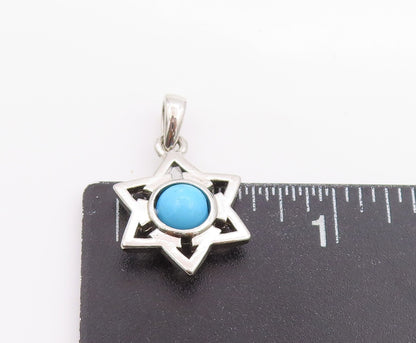 925 Sterling Silver Vintage Pendant Cabochon Larimar 6 Way Arrow Star  PT24604