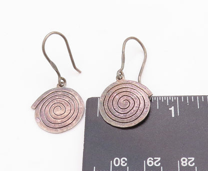 925 Sterling Silver Vintage Earrings Solid Coiled Spiral Carved EG13201