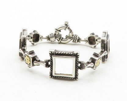 FLLI MENEGATTI 925 Silver & 18K GOLD  Vintage Floral Chain Bracelet  BT4932