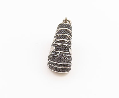925 Sterling Silver Vintage Pendant Black & White CZ Nike Air Sneakers  PT26483