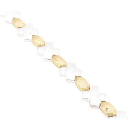 925 Sterling Silver  Shiny Two Tone X Link Matte Chain Bracelet  BT5067