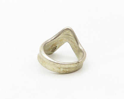 925 Sterling Silver  Vintage Shiny Pointed Design Band Ring Sz 6.5  RG17427