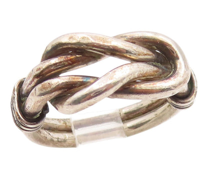 925 Sterling Silver Vintage Ring Modernist Braided Knot Band  Sz 4.5  RG35579