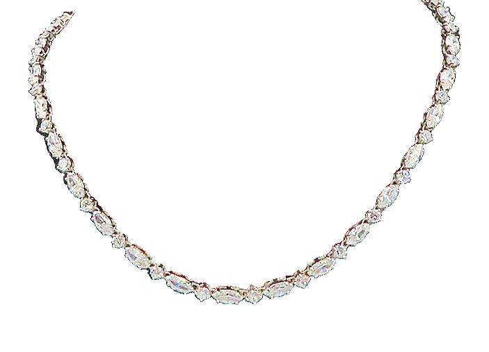 925 Sterling Silver  Sparkling Prong Set Cubic Zirconia Chain Necklace  NE2766