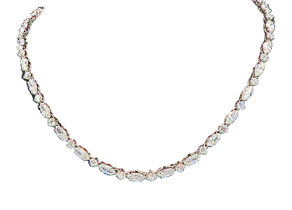 925 Sterling Silver  Sparkling Prong Set Cubic Zirconia Chain Necklace  NE2766