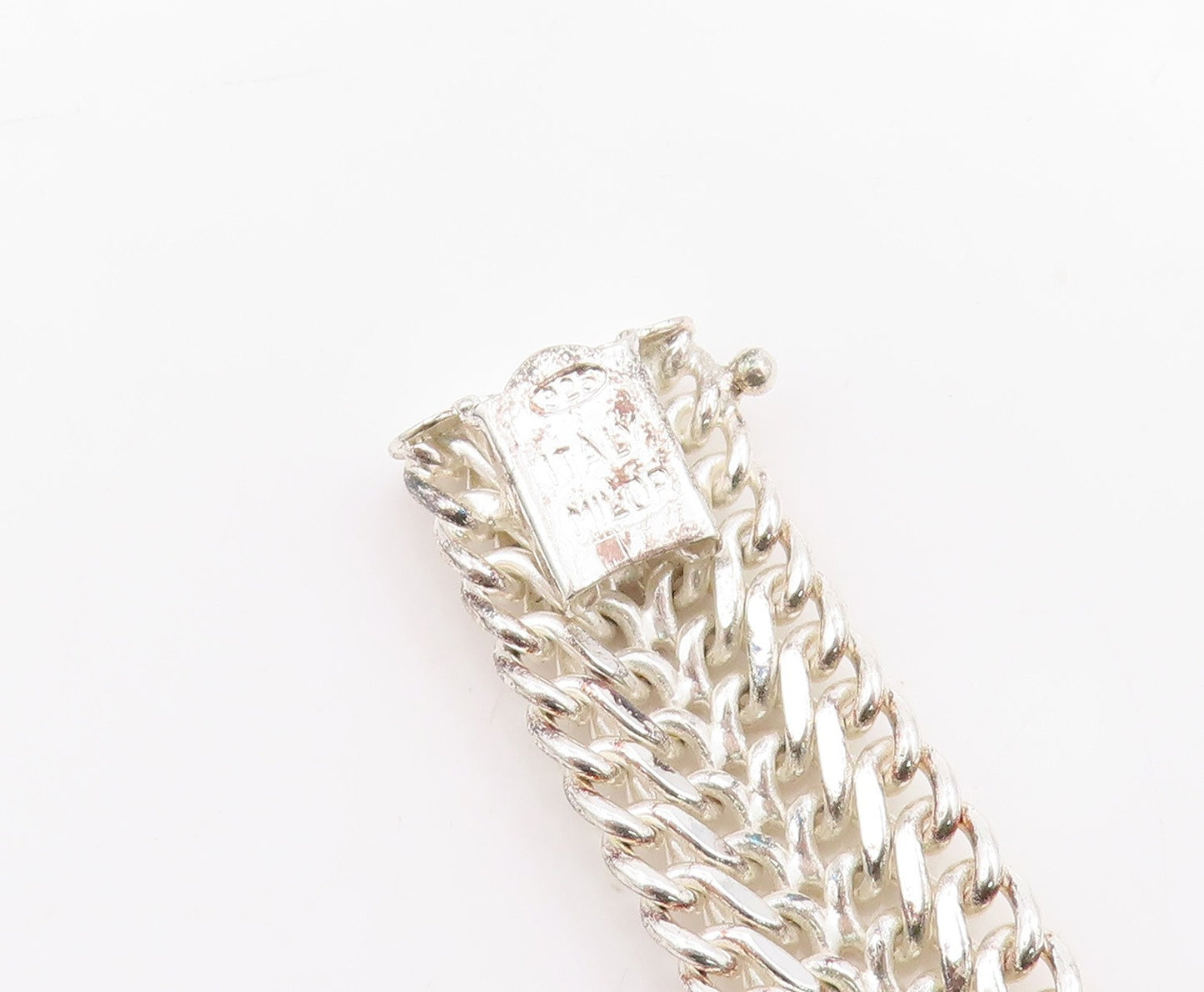 925 Sterling Silver Vintage Bracelet Interwoven Braided Foxtail Chain  BT11565