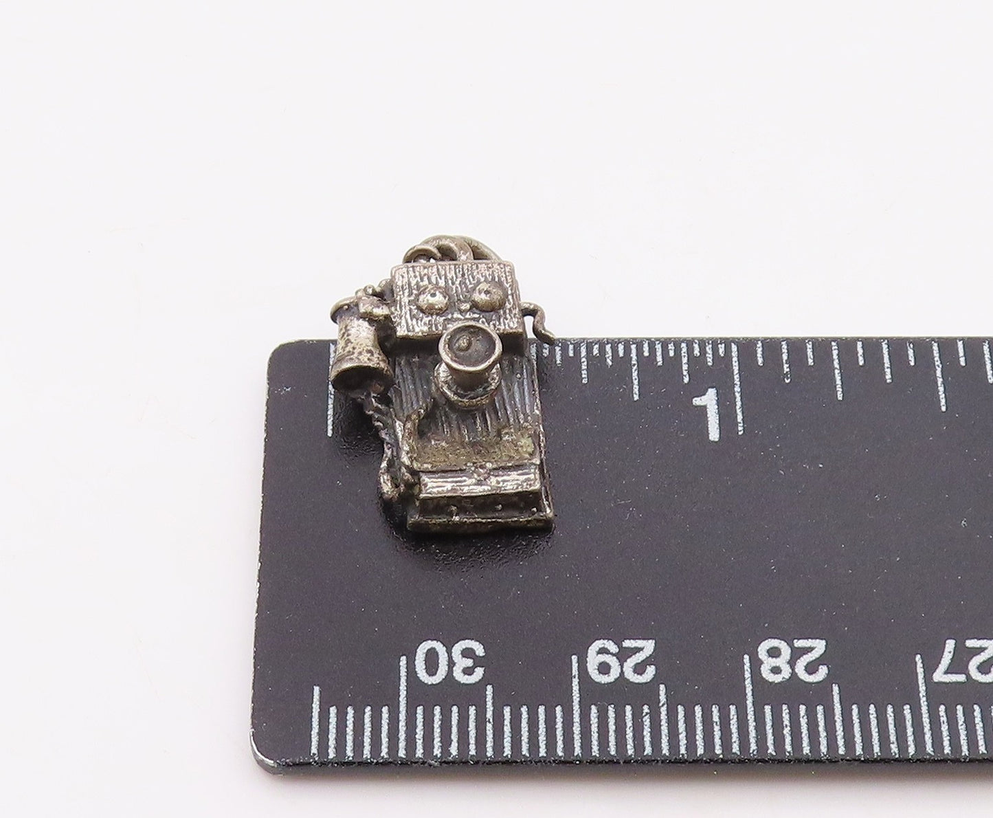 925 Sterling Silver  Vintage Antique Crank Phone Motif Pendant  PT21121