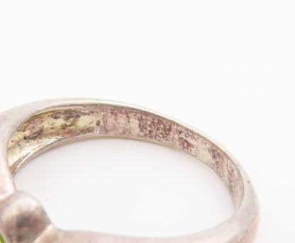 925 Sterling Silver Vintage Ring Peridot Engraved My Love Band  Sz 7  RG34786