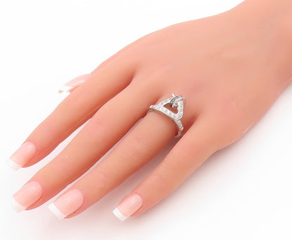 925 Sterling Silver Vintage Ring Sparkling CZ Love Heart Knot  Sz 7.5  RG33581