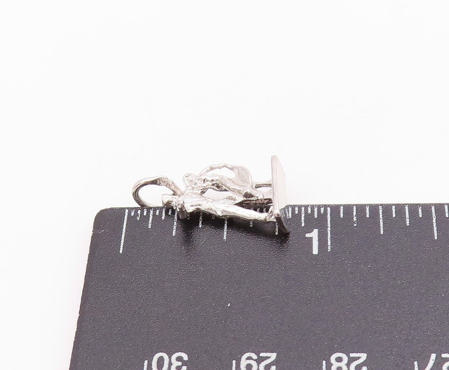 925 Sterling Silver Vintage Pendant Modernist 3D Carved Dancing Couple  PT24668