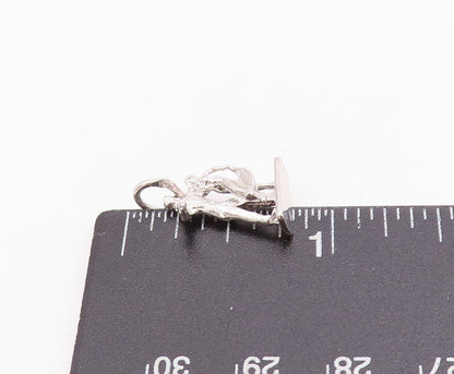 925 Sterling Silver Vintage Pendant Modernist 3D Carved Dancing Couple  PT24668