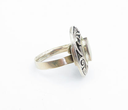 925 Sterling Silver  Vintage Mother Of Pearl Swirl Cocktail Ring Sz 6  RG7978