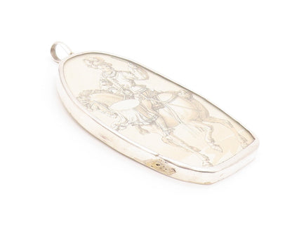 925 Sterling Silver Vintage Pendant Large Enameled Royal Soldier  PT23983