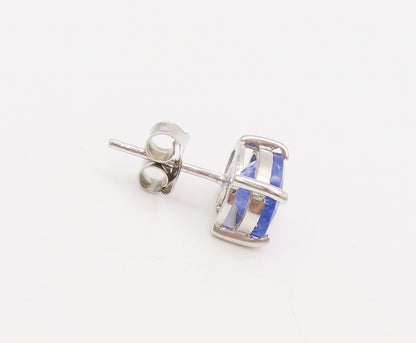 925 Sterling Silver  Vintage Minimalist Oval Tanzanite Stud Earrings  EG12779