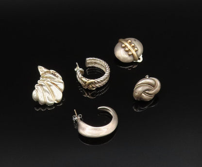 DESIGNER 14K GOLD & 925 Silver  Vintage Two Tone Singles Lot Earrings  EG12087