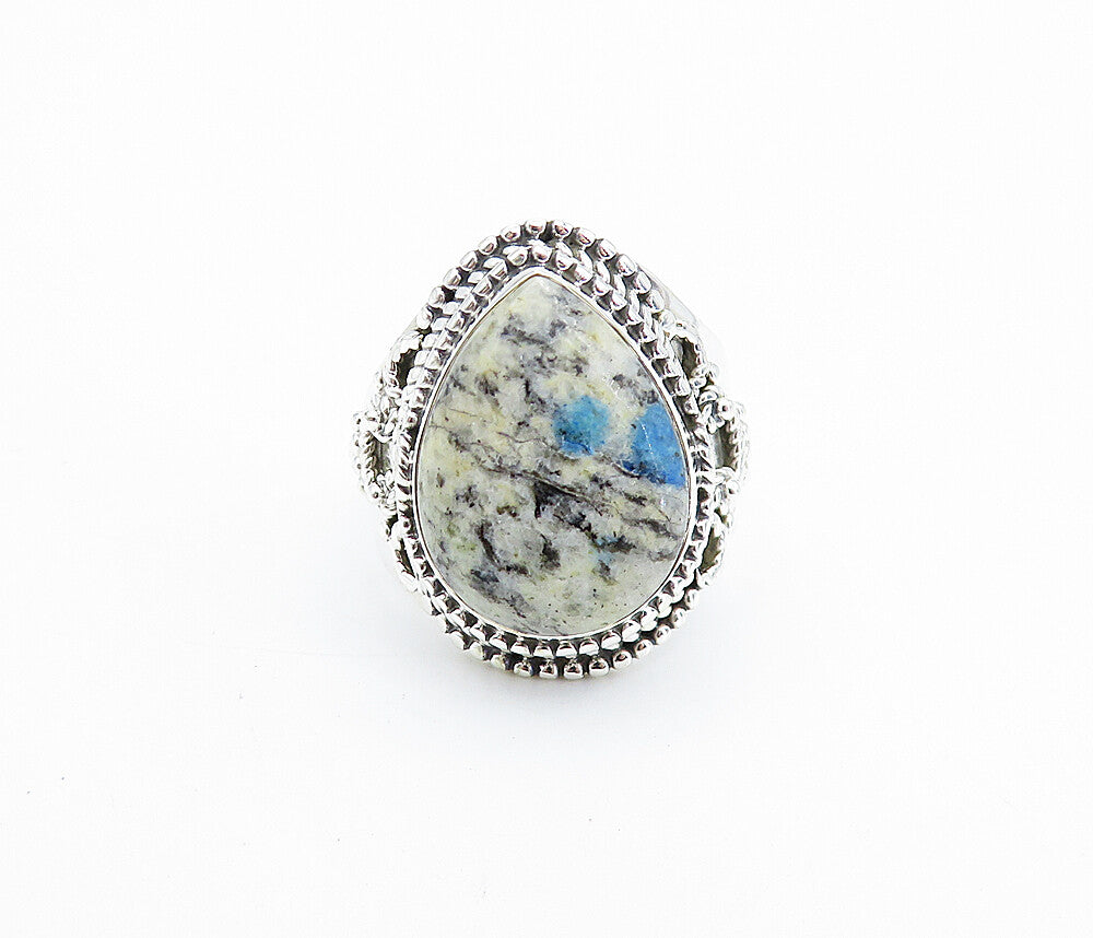 925 Sterling Silver  Cabochon Cut Dendrite Agate Cocktail Ring Sz 8  RG8014