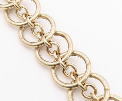 925 Sterling Silver  Vintage Gold Plated Circle Link Chain Bracelet  BT8326