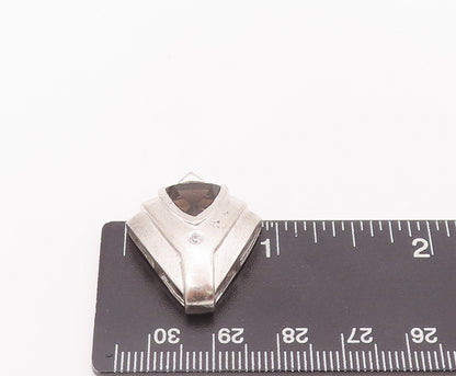 925 Sterling Silver Vintage Pendant Solid Onyx & Topaz Carved Shirt  PT22810
