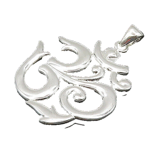 925 Sterling Silver  Vintage Spiritual "OM" Symbol Meditation Pendant  PT17196