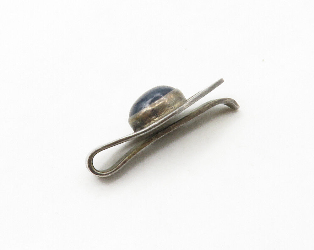 ISRAEL 925 Sterling Silver  Vintage Cabochon Cut Agate Tie Clip  TR2336