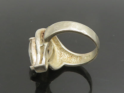 925 Silver  Vintage Pear Shaped Cubic Zirconia Half Halo Ring Sz 7.5  RG25165