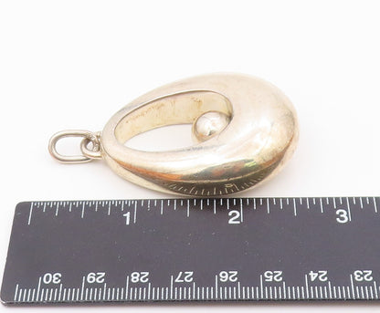 DESIGNER 925 Silver  Vintage Heavy Open Pear Shape With Bead Pendant  PT21925