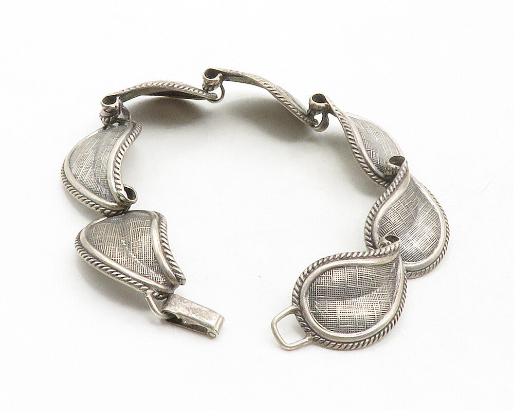 DANECRAFT 925 Sterling Silver  Vintage Floral Leaf Chain Bracelet  BT4825