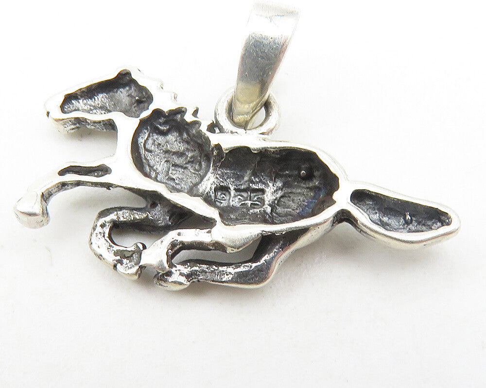925 Sterling Silver  Vintage Galloping Horse Animal Motif Pendant  PT8793