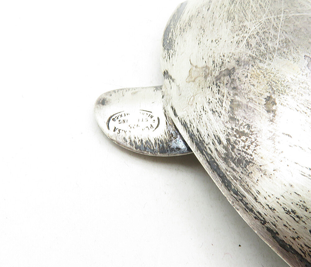 MEXICO 925 Sterling Silver  Vintage Dark Tone Pear Shaped Ash Tray  TR1565
