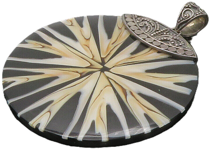 MERAV 925 Sterling Silver  Vintage Black Onyx Ornate Bail Pendant  PT13185