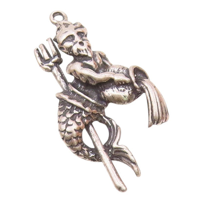 925 Sterling Silver  Vintage Aqua Man Motif With Trident Pendant  PT21687