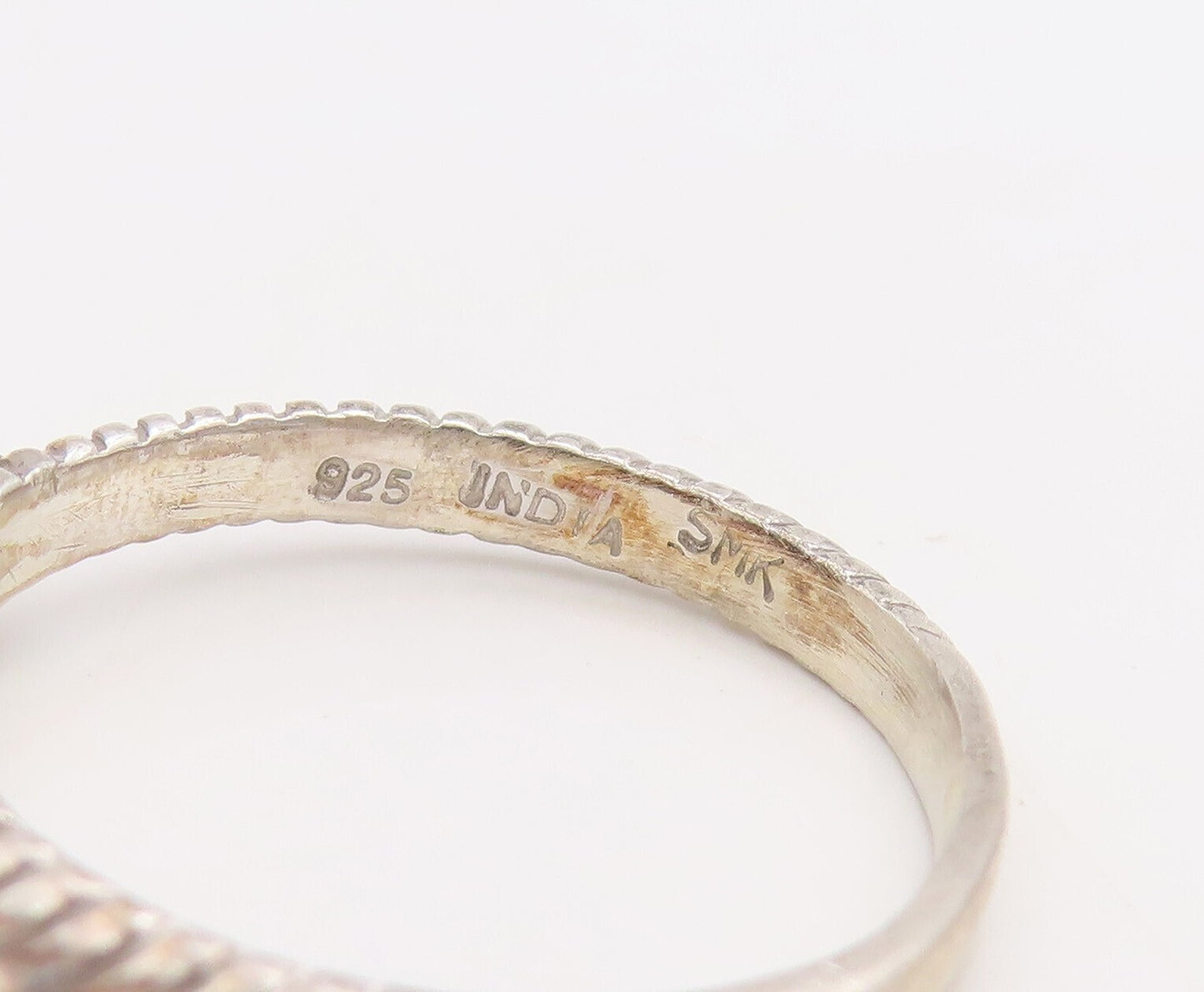 925 Sterling Silver Vintage Ring Etched Stackable Round Citrine  Sz 8  RG30530