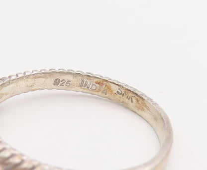 925 Sterling Silver Vintage Ring Etched Stackable Round Citrine  Sz 8  RG30530