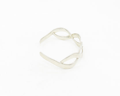 925 Sterling Silver  Vintage Smooth Shiny Open Twist Cuff Bracelet  BT7572
