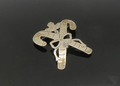 MEXICO 925 Sterling Silver  Vintage Shiny XMas Candy Canes Brooch Pin  BP8315