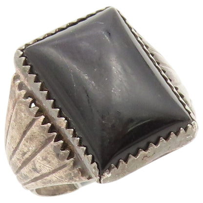 925 Sterling Silver Vintage Ring REX ABEITA NAVAJO Onyx Band  Sz 10.5  RG36620