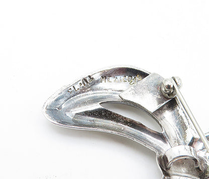 MEXICO 925 Sterling Silver  Vintage Shiny Bow Tied Ribbon Brooch Pin  BP2734