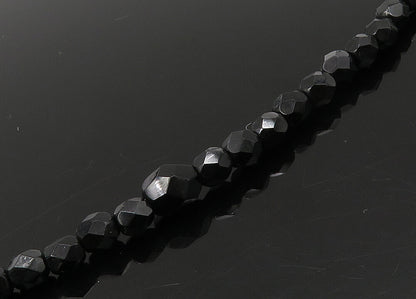 925 Sterling Silver  Vintage Black Spinel Beaded Floral Chain Necklace  NE3711