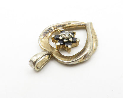 ROSS SIMON 925 Silver  Vintage Genuine Diamond & Sapphire Pendant  PT10591