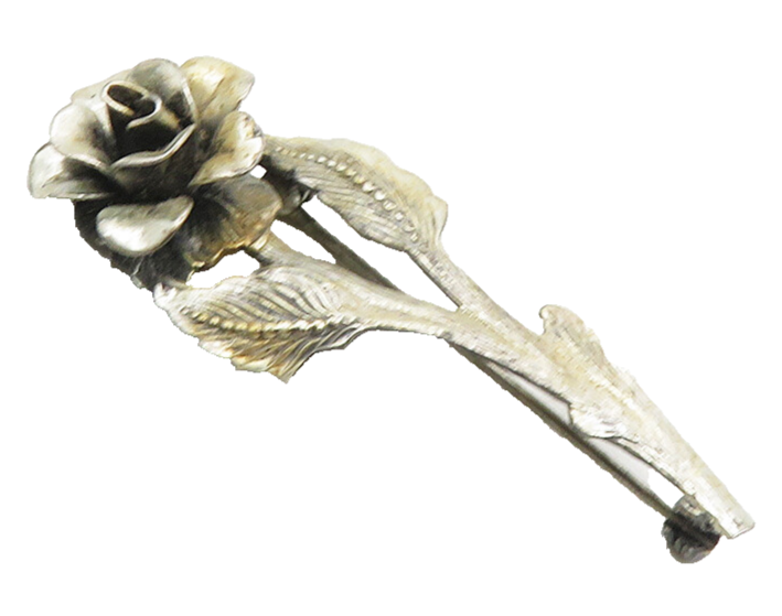 JEWEL ART 925 Sterling Silver Vintage Sculpted Single Flower Brooch Pin BP3871