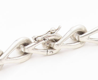 925 Sterling Silver Vintage Necklace Interlocking Bead Loop Link Heavy  NE4841
