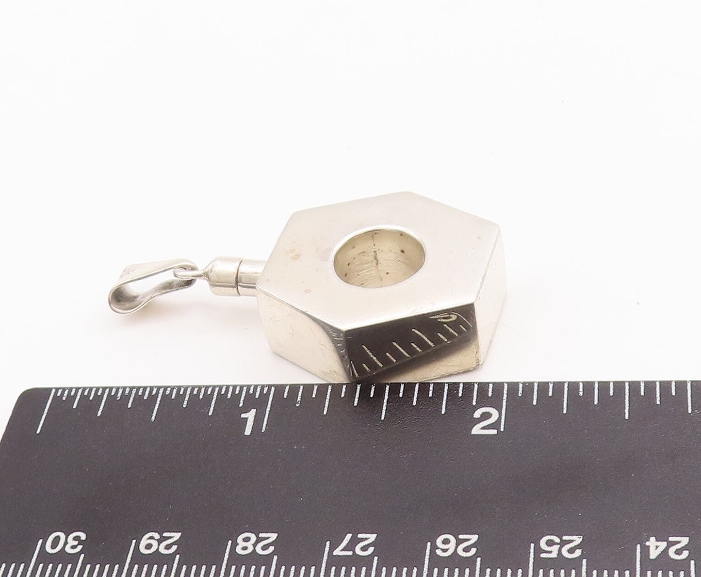 925 Sterling Silver Vintage Pendant MEXICO Cutout Bolt Bottle (OPENS)  PT23206