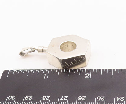 925 Sterling Silver Vintage Pendant MEXICO Cutout Bolt Bottle (OPENS)  PT23206