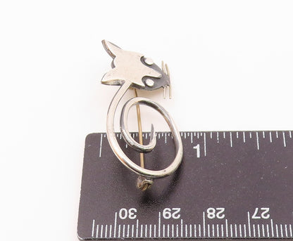 DELFINO MEXICO 925 Silver  Vintage Two Tone Modernist Cat Brooch Pin  BP8146