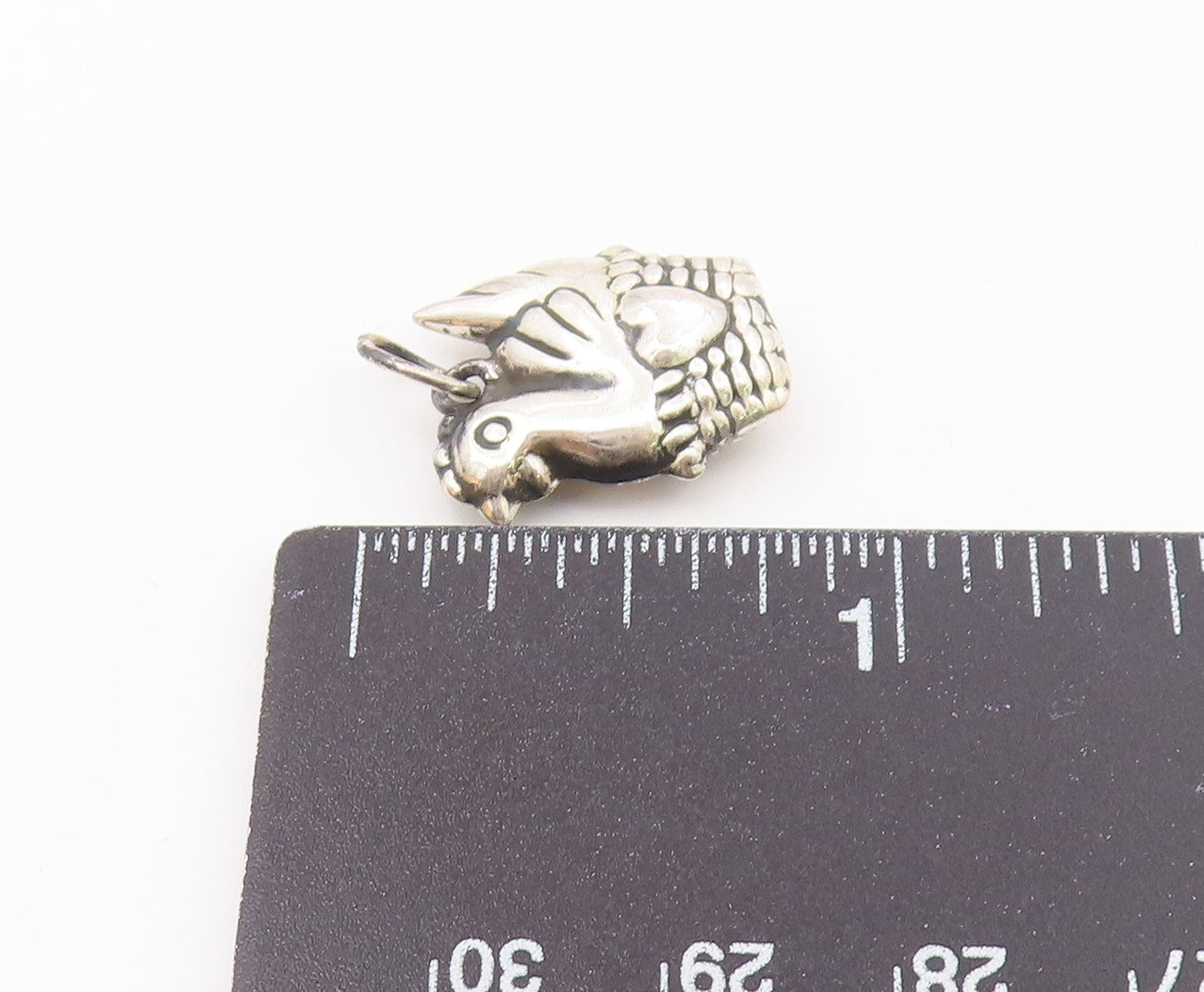 925 Sterling Silver  Vintage Hollow Dove Bird In Love Basket Pendant  PT21268