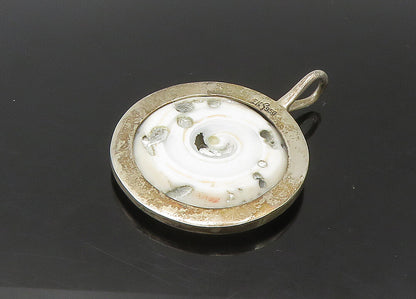 DESIGNER 925 Sterling Silver  Vintage Enamel Spiral Round Pendant  PT18364